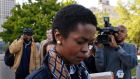 Lauryn Hill leaves court after a sentencing on federal tax evasion charges in Newark, New Jersey, last night. Photograph: Reuters 