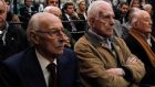 Argentine Army General Jorge Videla (left), leader of the 1976 military coup that began the seven-year “Dirty War,” and former General Reynaldo Bignone, who ruled Argentina from 1982-1983, listen to the verdict during their trial in a courthouse in Buenos Aires, in July 2012. Photograph: Enrique Marcarian/Reuters