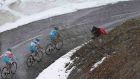 Italy’s Vincenzo Nibali (left) climbs during yesdaterday’s 15th stage of the  Giro d’Italia. Photograph: Reuters. 