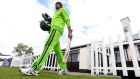 Pakistan’s 7ft 1in opening bowler Mohammad Irfan walks out to train at Castle Avenue in Clontarf. Photograph: James Crombie/Inpho