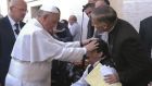 “The ‘exorcism’ lasted 10 seconds. When Pope Francis arrived, he immediately rested his left hand on the young man’s head and spoke with a priest standing behind the wheelchair. The young man kissed the pope’s ring, suggesting that the devil was not in total control.” Photograph: AP/APTN
