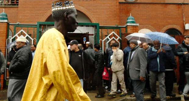 Worshippers leave the Plumstead Mosque in Woolwich, London, after prayers yesterday. Photograph: Luke MacGregor/Reuters