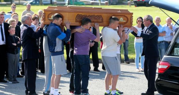 The removal service for Dean Fitzpatrick, who was stabbed to death, at the Holy Trinity church in Donaghmede, Dublin. Picture:Arthur Carron/Collins
