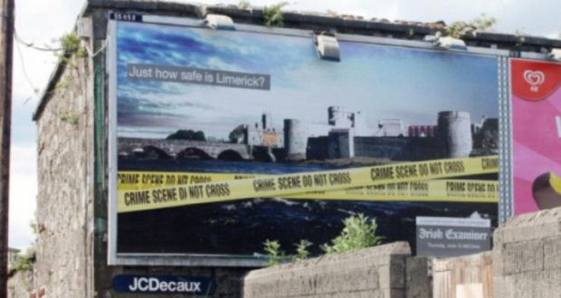 A second Irish Examiner poster, erected in Limerick after the first was torn down. Picture: Mike Cowhey
