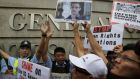 Protesters demonstrate in support of Prism whistleblower Edward Snowden outside the US consulate in Hong Kong yesterday. Bobby Yip/Reuters  