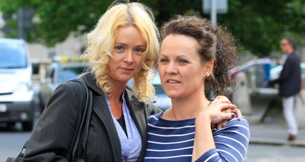  Maria Creighton (left), of Wainsfort Avenue, Terenure, Dublin, leaving court today,  with her sister, Roberta Smith. Photograph: Collins
