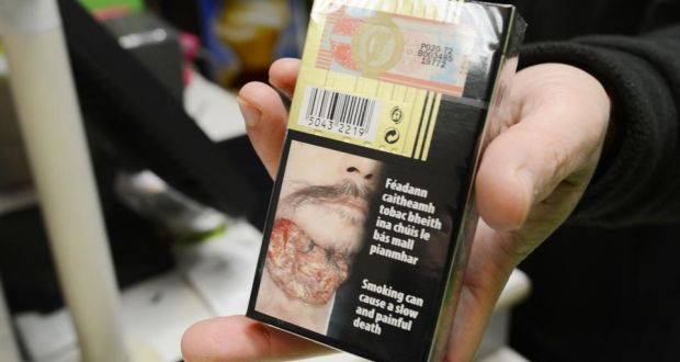 Photographs on cigarette packets now on sale in shops.  Photograph: Alan Betson 