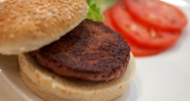A lab-grown meat burger made from Cultured Beef. Photograph: David Parry/PA Wire