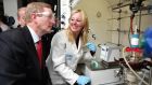 Taoiseach Enda Kenny and science student Barbara Wood at the UCD Centre for Molecular Innovation and Drug Discovery in Belfield, Dublin. Photograph : Matt Kavanagh