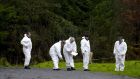 File image of Garda forensic collision investigators at work. The Bracknagh to Monasterevin road was closed this morning after the incident for crash scene investigations. Photograph: Frank Miller/The Irish Times