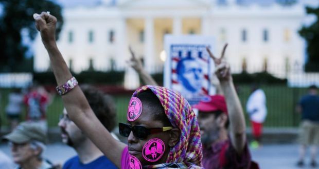 Demonstrators in solidarity with Bradley (Chelsea) Manning in Washington. Photograph: Getty Images