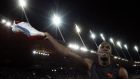 Jamaica’s Usain Bolt celebrates winning the men’s 200m race during the Weltklasse Diamond League meeting in Zurich. Photograph:   Michael Buholzer/Reuters