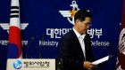 South Korea’s defence ministry spokesman Kim Min-seok leaves after a briefing at the ministry. South Korea voted against Boeing’s F-15 Silent Eagle in its 8.3 trillion won ($7.7 billion) tender. Photograph: Kim Hong-Ji/Reuters 