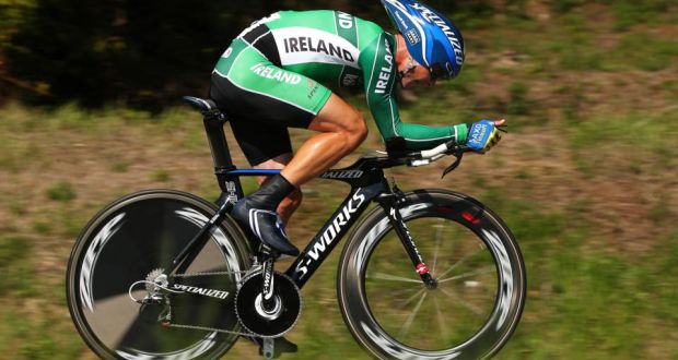 Nicolas Roche of Ireland in action during the Elite Men’s Time Trial from Montecatini Terme to Florence. Photograph:  Bryn Lennon/Getty Images