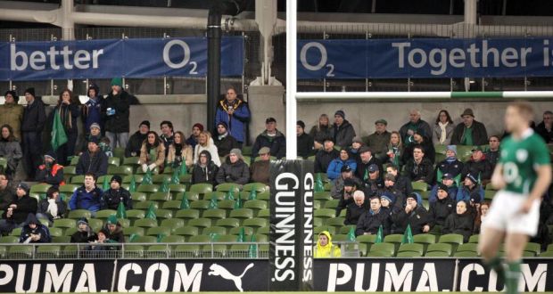 Empty seats in the Aviva Stadium during the Autumn Series in 2010 showing the shortfall in the sale of five and 10-year tickets.