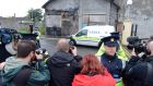 The scene outside Longford Courthouse this morning where a man was charged with four counts of rape of two young girls. Photograph: Cyril Byrne/The Irish Times