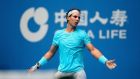 Rafael Nadal reacts during his men’s quarter-final match against Fabio Fognini of Italy at the 13 China Open. Photograph: Feng Li/Getty Images