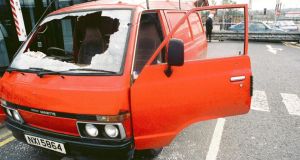 The bullet-riddled van in which Joseph Reynolds was shot in October 1993. Photograph: PSNI/PA Wire 