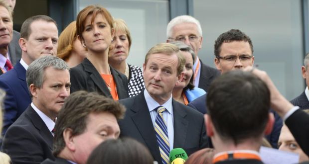Taoiseach Enda Kenny speaks to media during the second day of the Fine Gael national conference in Limerick today. Photograph: Alan Betson/The Irish Times.