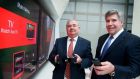 Minister for Communications Pat Rabbitte with Eircom chief executive Herb Hribar at the announcement of the company’s new TV service eVision yesterday. Photograph: Maxwells 