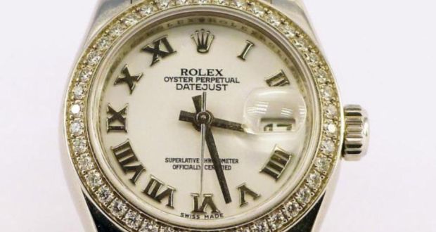 The two-year-old “Ladies Rolex Perpetual Datejust” watch  was seized under the Proceeds of Crime Act and sold for €7,000.