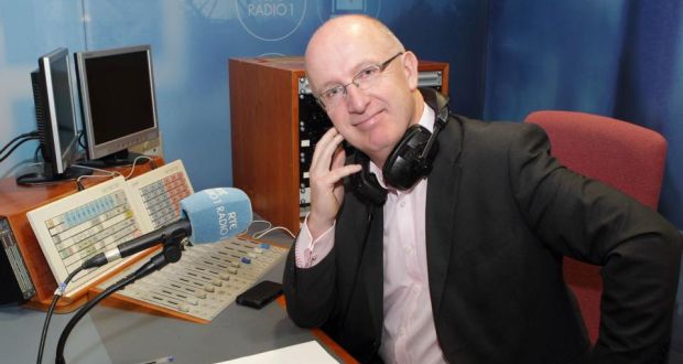 Back behind the mic: John Murray in the studio on Monday. Photograph: Brian McEvoy