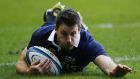 Scotland’s Tommy Seymour scores a try against Japan  at Murrayfield. Photograph: Danny Lawson/PA Wire 