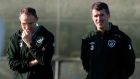 Manager Martin O’Neill and assistant manager Roy Keane take their first  Republic of Ireland  training session at Gannon Park in Malahide. Photograph:  Andrew Paton/Getty Images