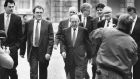 Then  taoiseach Charles Haughey arriving to give evidence at the Tribunal of Inquiry into the Beef Industry in October 1982.
