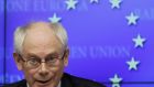 The document, prepared by  chairman of European Union leaders Herman Van Rompuy, will form the basis of discussions between senior euro zone officials at a meeting in Brussels on Wednesday . Photograph: Yves Herman/Reuters