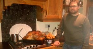 Stephen Lucek, from Boston, with his Thanksgiving turkey in Dublin this week