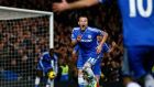 Chelsea’s John Terry  celebrates after scoring a goal against Southampton during their Premier League soccer match at Stamford Bridge. Eddie Keogh/Reuters 