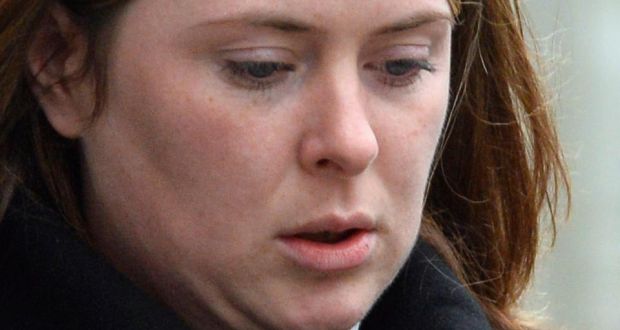 Rebecca Rigby, widow of murdered British soldier Lee Rigby, returns to the Old Bailey courthouse in London following lunch recess, today. Photograph: Toby Melville/Reuters.