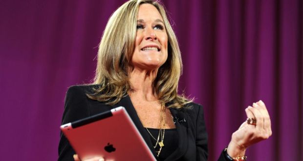  Angela Ahrendts, chief executive officer of Burberry Group, and one of only four women chief executives on the FTSE, is on her way to Apple.   Photograph: Peter Foley/Bloomberg  