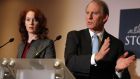 US diplomat Richard Haass assisted by Harvard professor Meghan O’Sullivan, speaking to the media at Stormont Hotel in Belfast, where he is chairing negotiations dealing with issues including contentious flags and  parades. Photograph: Paul Faith/PA Wire