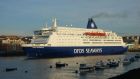  The King Seaways passenger ship. British police are questioning a passenger on board the ferry after a fire in a cabin room sparked an emergency rescue and forced it to return to Newcastle. Photograph: EPA/DFDS Seaways
