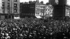 ‘At his trial for Alice Brady’s murder, Patrick Traynor claimed the gun went off because of “a belt I got in the arm”.’ Above, crowds in Dublin’s O’Connell street attending a trades union meeting in September 1913. Photograph: Topical Press Agency/Getty Images