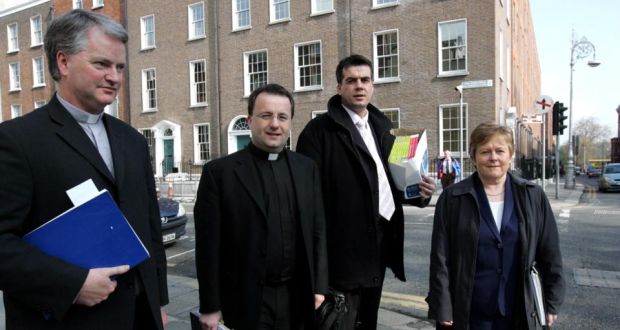   Fr Tim Bartlett, second from left, who steps down today from his primary role as assistant to Primate of All Ireland Cardinal Seán Brady. Photograph: Cyril Byrne