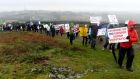People taking part in the Solidarity Walk-Rebelling Against Pylons and Wind Turbines, at Vinegar Hill, Enniscorthy, on Sunday.  Photograph: Eric Luke 