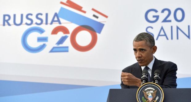 President Barack Obama at the G20 Summit in St Petersburg last September. A security company claimed that the PCs of five visiting foreign ministries were hacked. Photograph: Jewel Samad/AFP/Getty Images