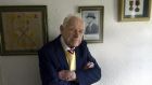 Liam Keogh (95) is one of the last surviving children of Easter Rising veterans and has kept his father’s copybook for more than 50 years. Photograph: Brenda Fitzsimons/The Irish Times
