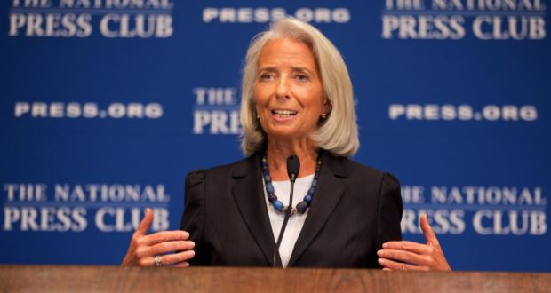  International Monetary Fund managing director Christine Lagarde speaks at the National Press Club  in the US earlier this month. Photograph:  Stephen Jaffe/IMF via Getty Images