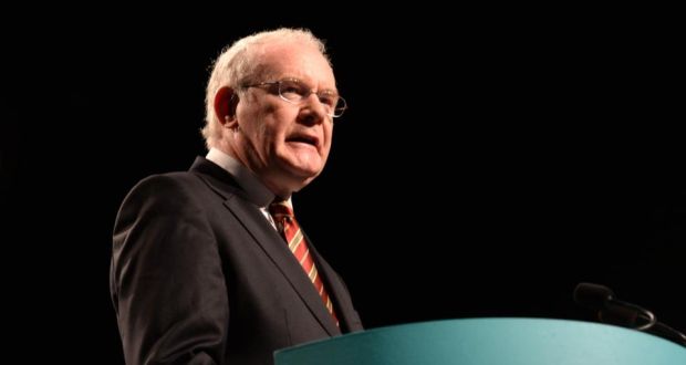 Martin McGuinness addresses the  Sinn Féin Ardfheis on Saturday. He said he was “heartened by the glowing and brave tributes” from Ms Seeley’s pupils. Photograph: Dara Mac Dónaill.