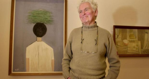 File photograph  of Patrick Scott in 2002 with some of his work at the Hugh Lane Gallery, Parnell Square, Dublin. Photograph: Dara Mac Dónaill/The Irish Times