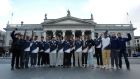 Members of Southall Shamrocks, a multi-racial GAA team from London, with their teachers outside the GPO in Dublin yesterday, where they took the 1916 tour. Photograph: Dave Meehan