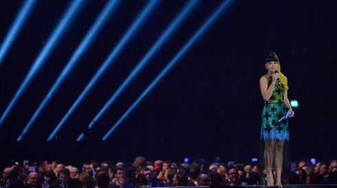 Singer Lily Allen presents an award. Photograph: Toby Melville /Reuters
