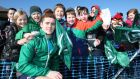 Paddy Jackson poses for a picture with young fans during the Ireland squad’s open training session at Newforge Country Club, Belfast. Photo: Billy Stickland/Inpho