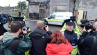 The scene outside Longford Court House last year  when the  man was charged with the rape of the two young girls. Photograph: Cyril Byrne / The Irish Times.