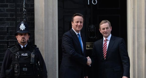 British prime minister David Cameron  greets Taoiseach Enda Kenny at  10 Downing Street in London. Photograph: Stefan Rousseau/PA Wire