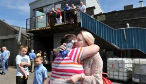 Former Vita Cortex worker Catherine McCabe greeted by her mother Marian in Cork at the end to their factory sit-in.
